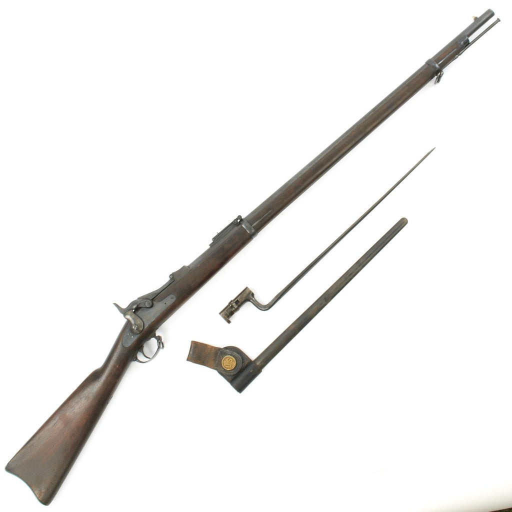 Original U.S. Springfield Trapdoor Model 1873/84 Transitional Rifle with Bayonet made in 1886 - Serial No 308459 Original Items