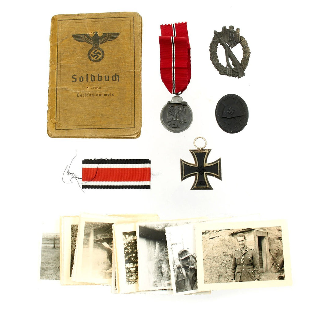 Original German WWII Named Gebirgsjäger Soldbuch with Medals and Photos Grouping Original Items
