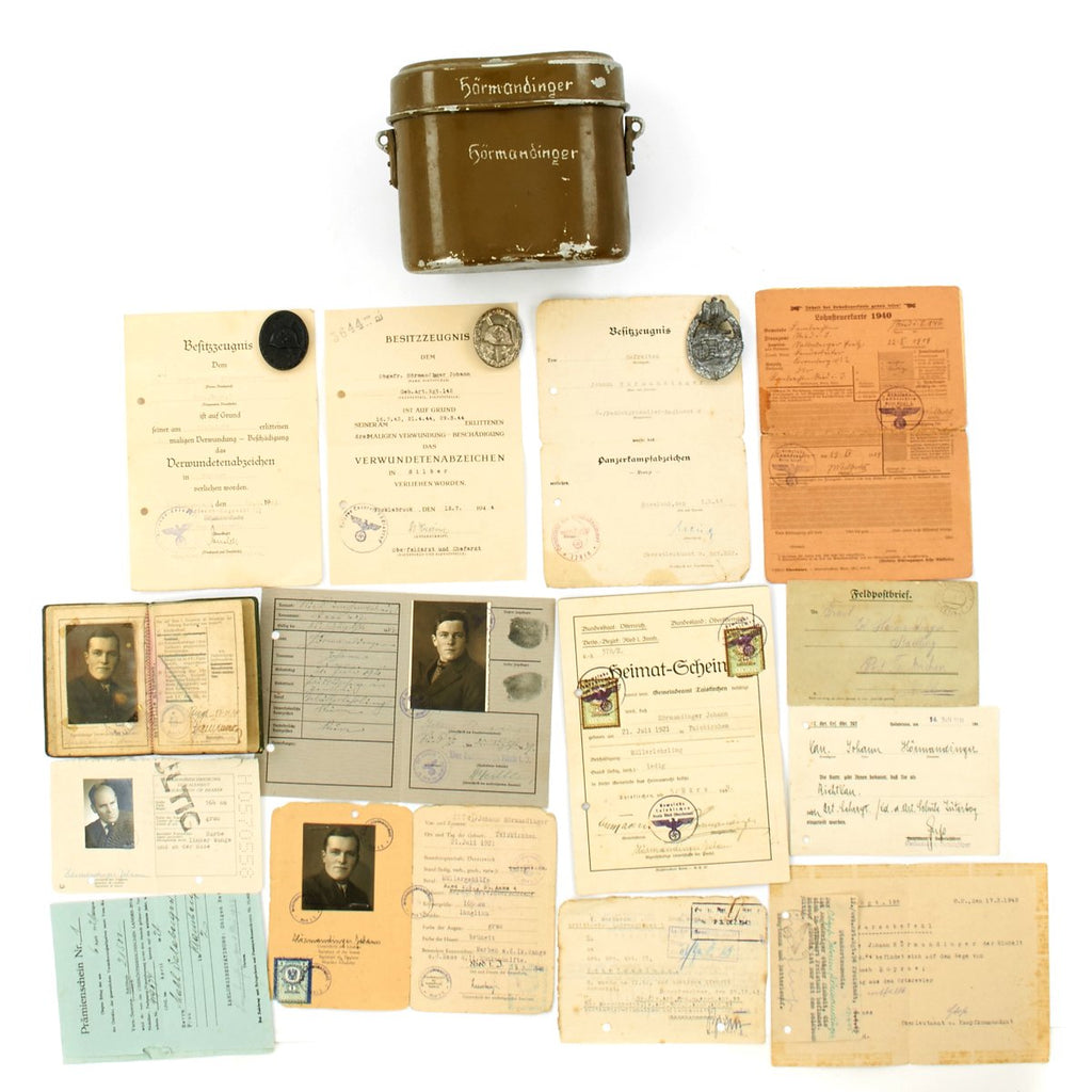 Original German WWII Named Panzergrenadier Obergefreiter Awards Grouping Original Items