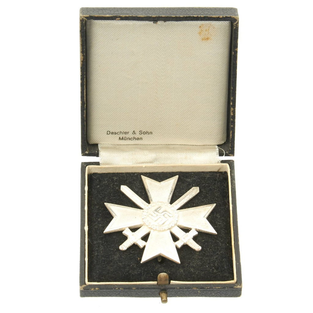 Original German WWII War Merit Cross KvK 1st Class in Silver with Case by Deschler & Sohn of Munich Original Items