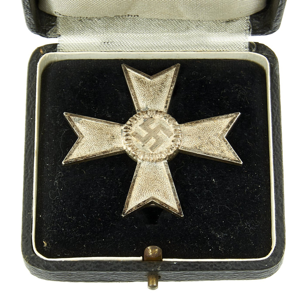 Original German WWII Cased War Merit Cross KvK 1st Class in Silver with Box by Deschler & Sohn of Munich Original Items