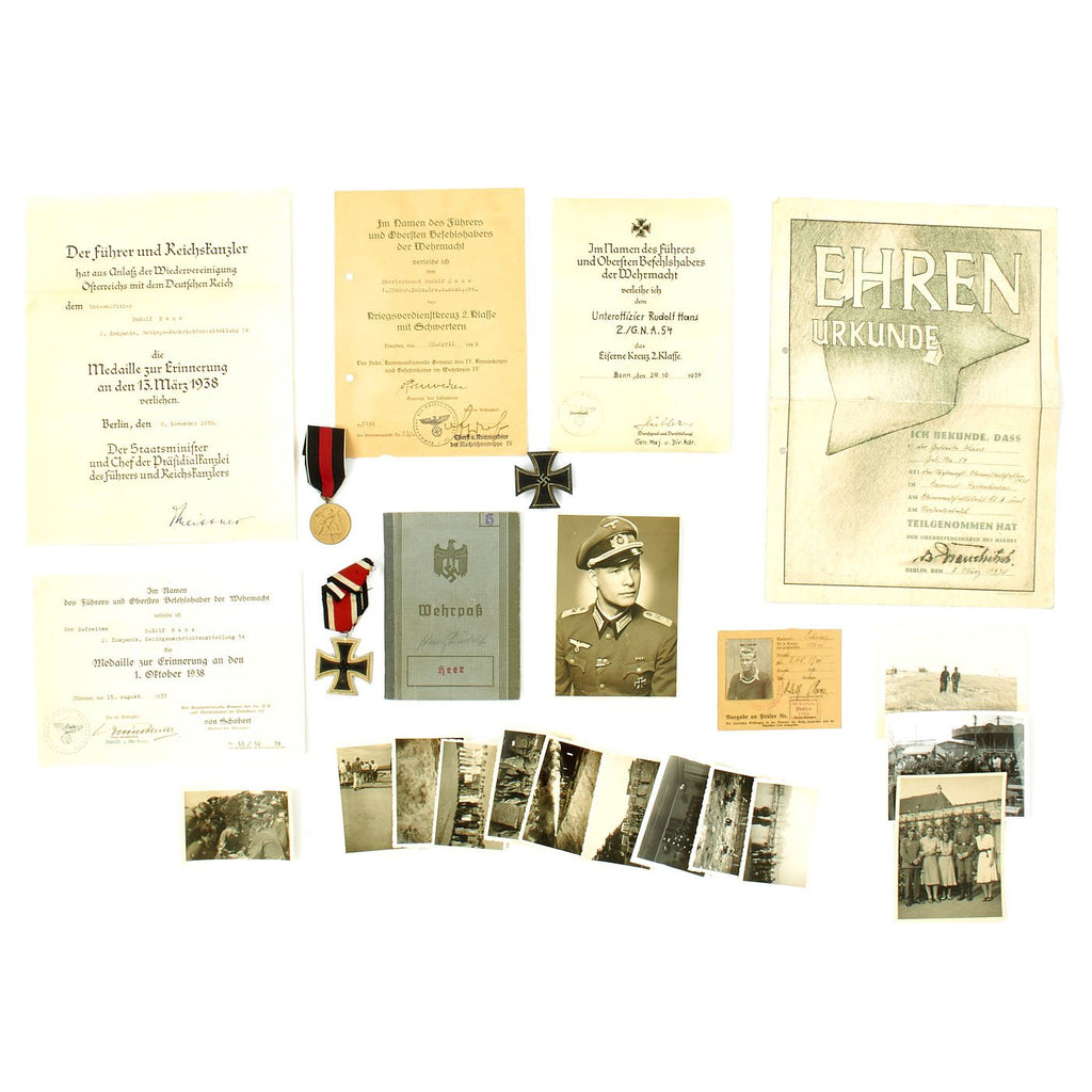 Original German WWII Named Oberleutnant Medals - Wehrpass - Documents Grouping Original Items