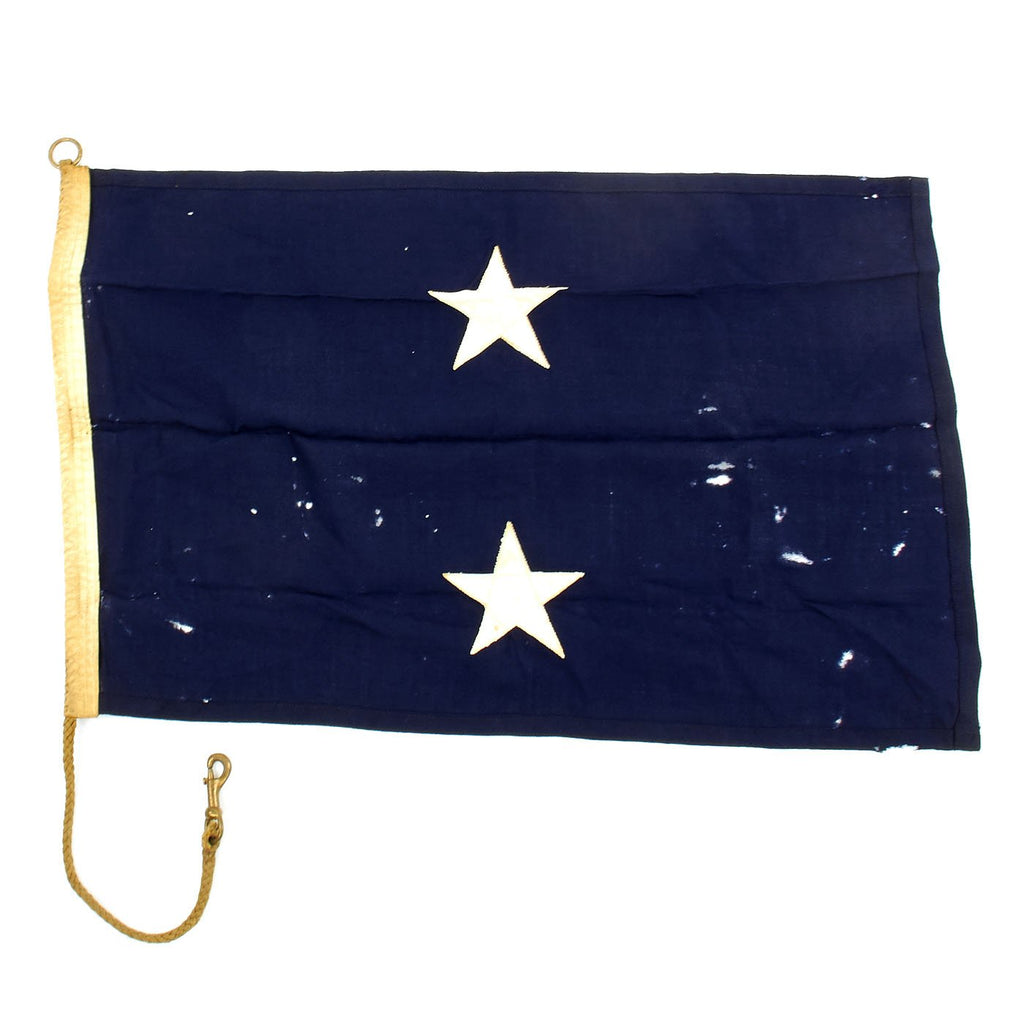 Original U.S. WWII Era U.S. Navy Rear Admiral Two-Star Wool Rank Flag - 36" x 24" Original Items