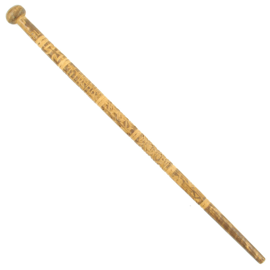 Original German WWII Siege of Leningrad Marked Hand Carved Wolchow Stock Walking Stick Original Items