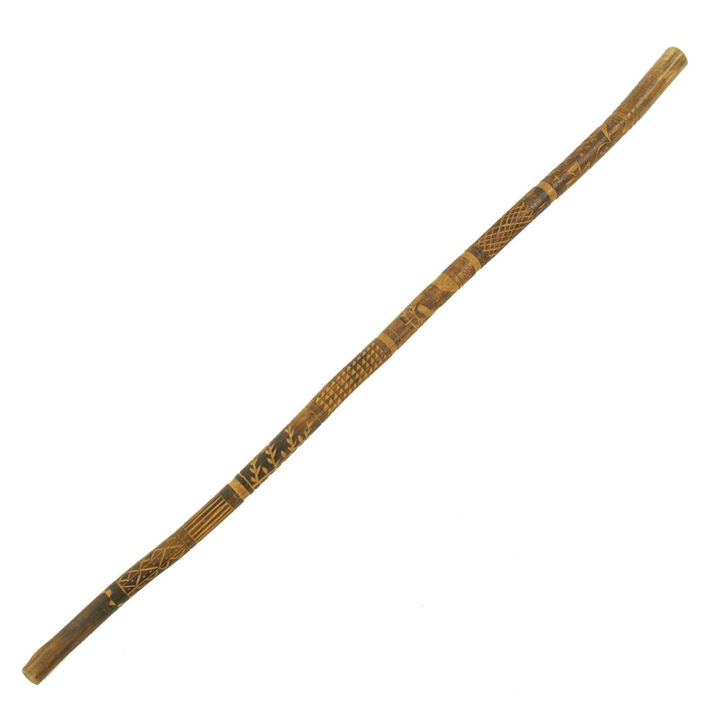 Original German WWII Eastern Front Hand Carved Wolchow Stock Walking Stick dated 1942 Original Items