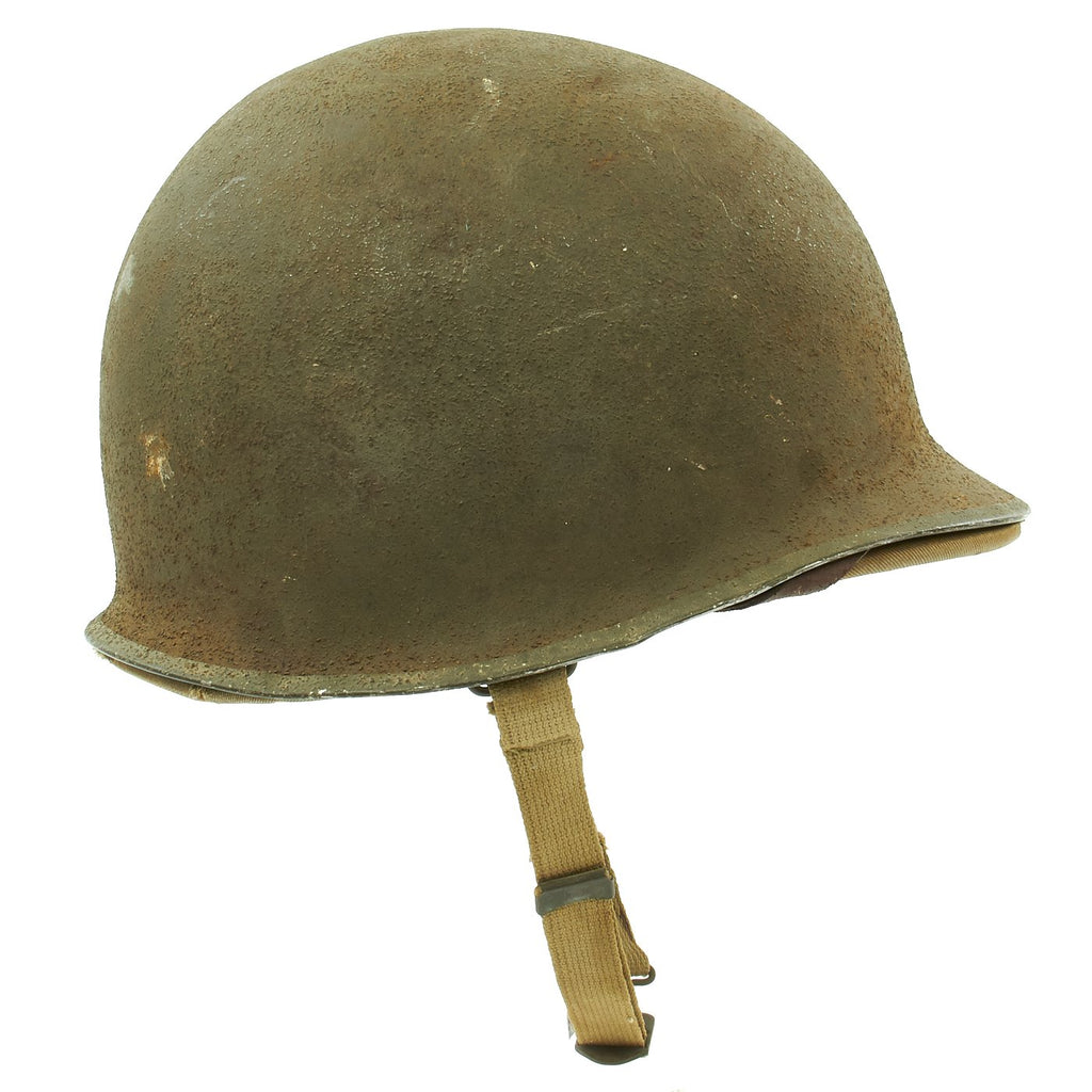Original U.S. WWII 1942 M1 McCord Fixed Bale Front Seam Helmet with Rare Hawley Paper Liner Original Items