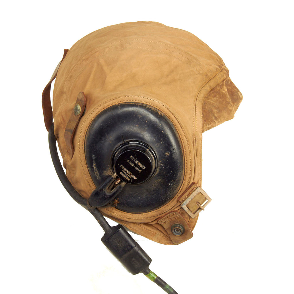 Original U.S. Navy WWII Large N288s-20505 Summer Flight Helmet by Slote & Klein with Avionics - Size Small Original Items