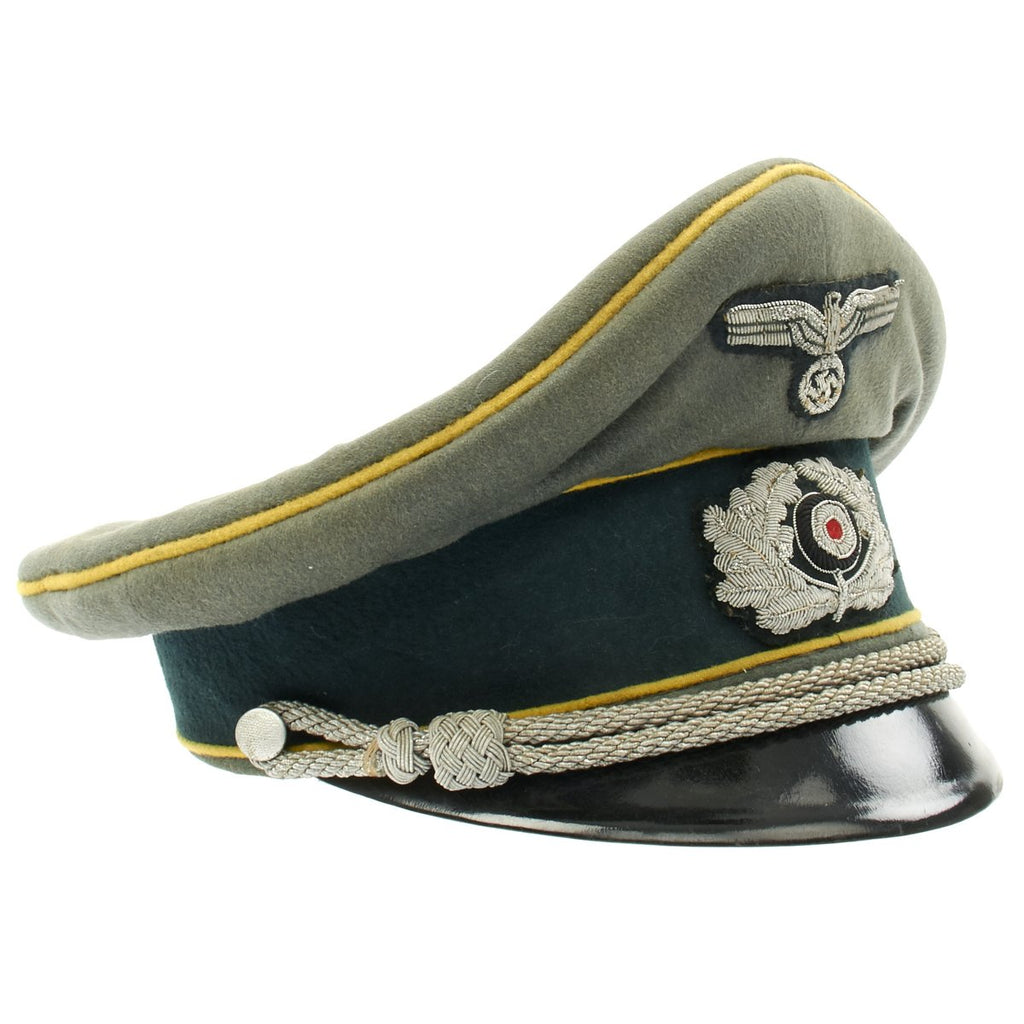 Original German WWII Heer Signal Corps Officer Visor Cap - Meister Klasse Leicht Dauerhaft Original Items