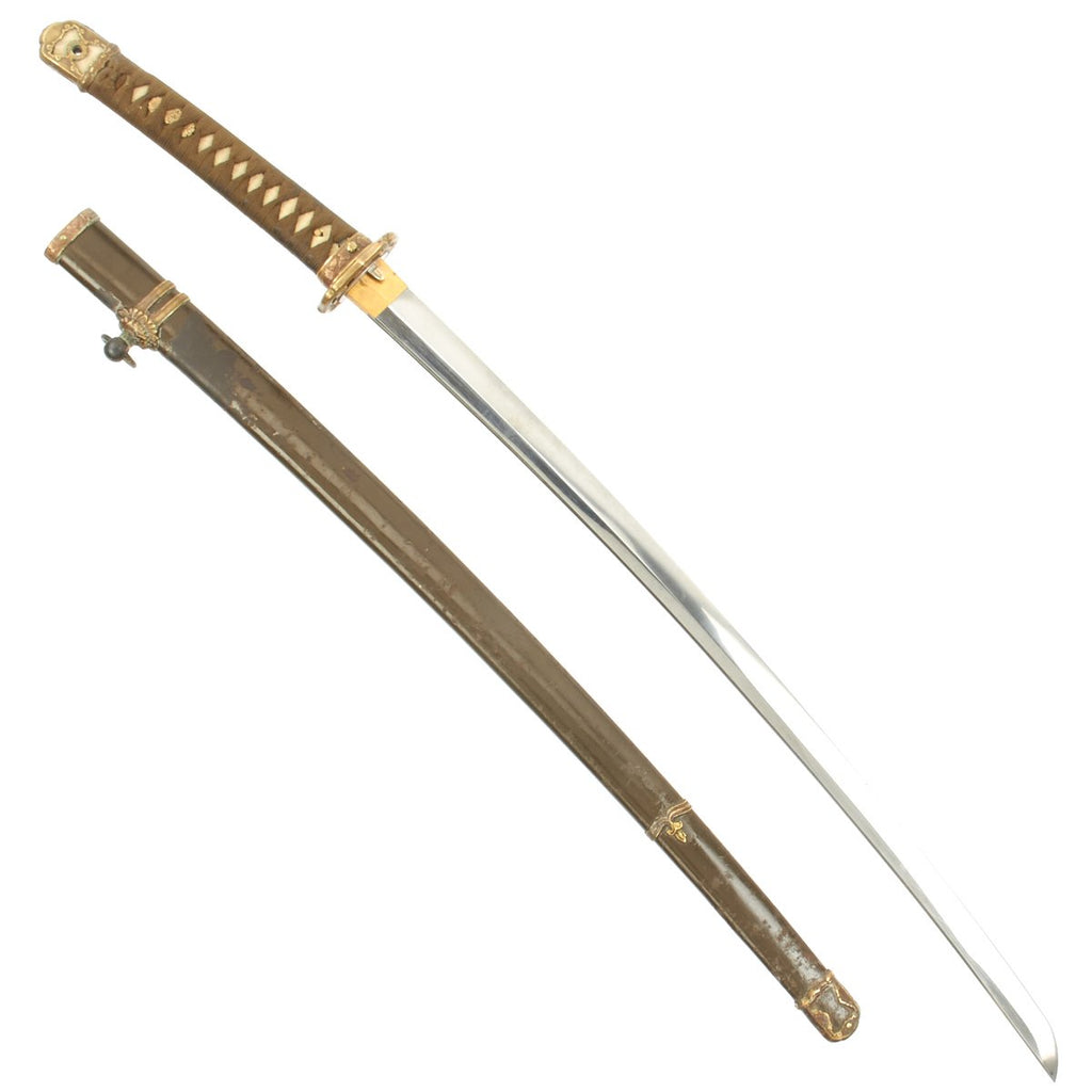 Original WWII Japanese Army Officer Shin-Gunto Katana Sword with Steel Scabbard - Dated November 1942 Original Items