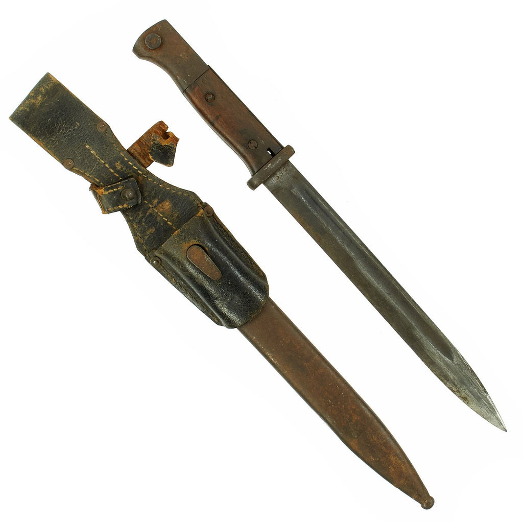 Original German WWII 98k 1942 dated Bayonet by Carl Eickhorn with Scabbard and Frog  - Matching Serial 3052 p Original Items