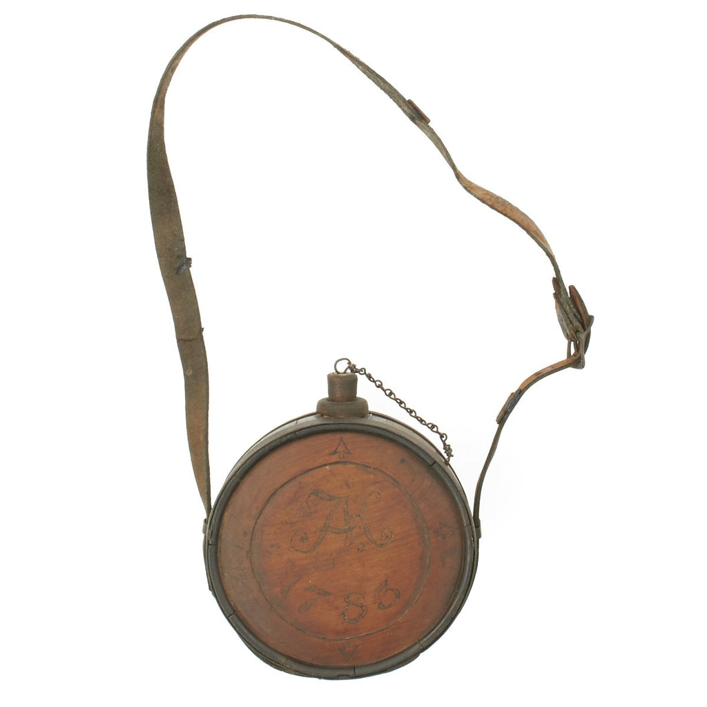Original U.S. American Revolutionary War 1783 Dated Wood Cheese Box Canteen Original Items