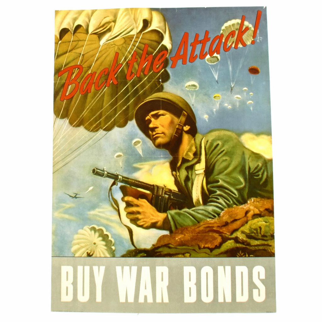 Original U.S. WWII Propaganda Poster - Back the Attack! Buy War Bonds Original Items