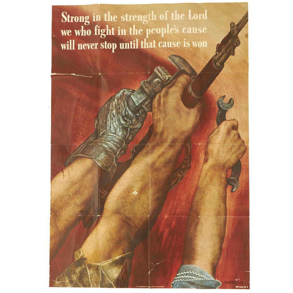 Original U.S. WWII Strong in the Strength of the Lord OWI No. 8 Poster Original Items