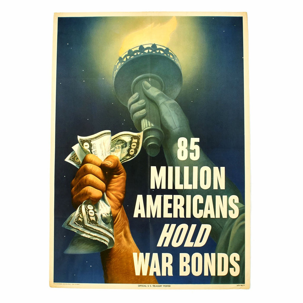 Original U.S. WWII 85 Million Americans Hold War Bonds Poster Original Items