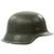 Original German WWII M42 Wehrmacht No Decal KIA Shot Through Helmet Shell with Liner Band - ckl64 Original Items