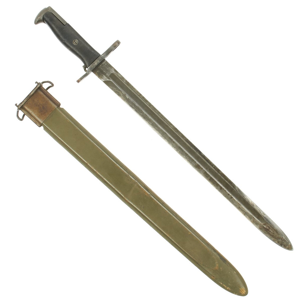 Original U.S. WWI M1905 Springfield 16" Rifle Bayonet marked S.A. with M3 Scabbard - dated 1918 Original Items