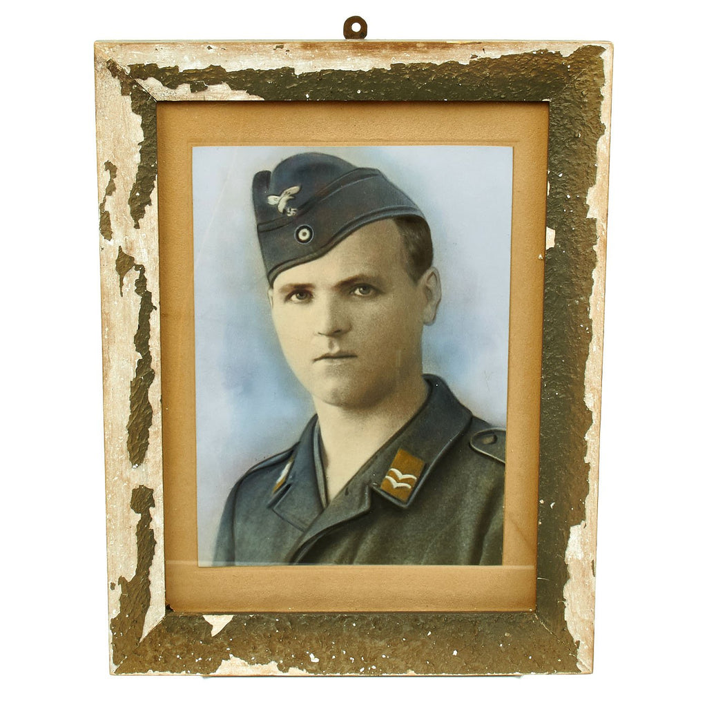 Original German WWII Luftwaffe Gefreiter Pastel in Period Frame Original Items