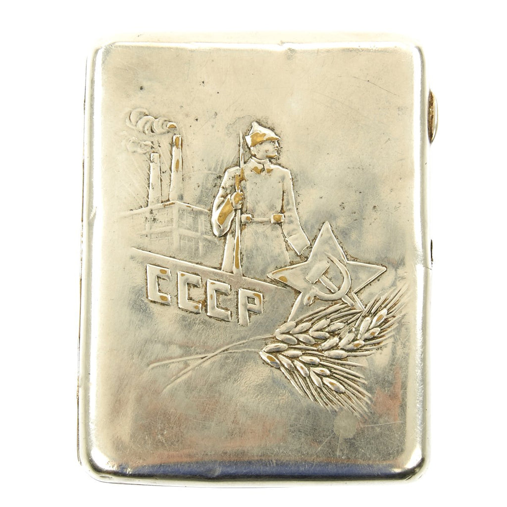 Original Soviet WWII Russian Red Army Silvered Cigarette Case Original Items