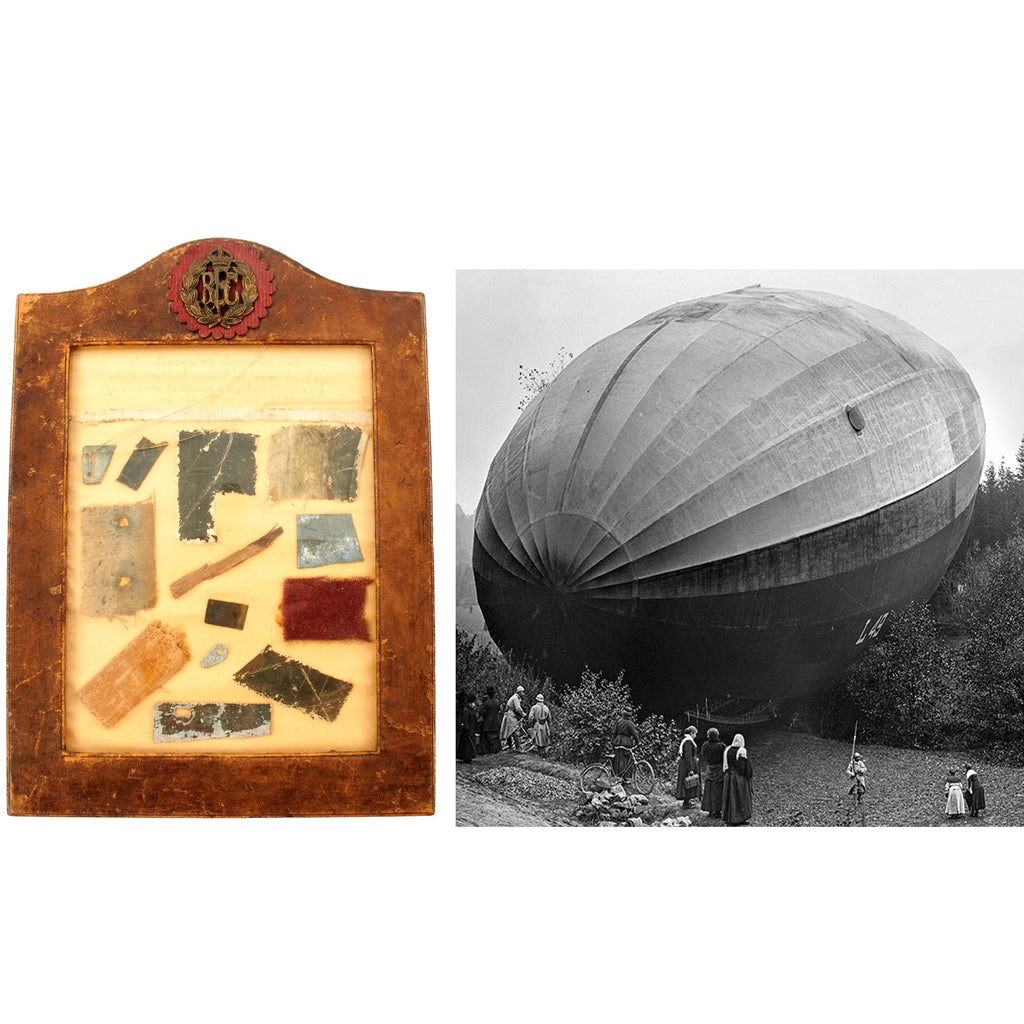 Original Imperial German WWI Zeppelin L-49 Pieces in RFC Frame Original Items