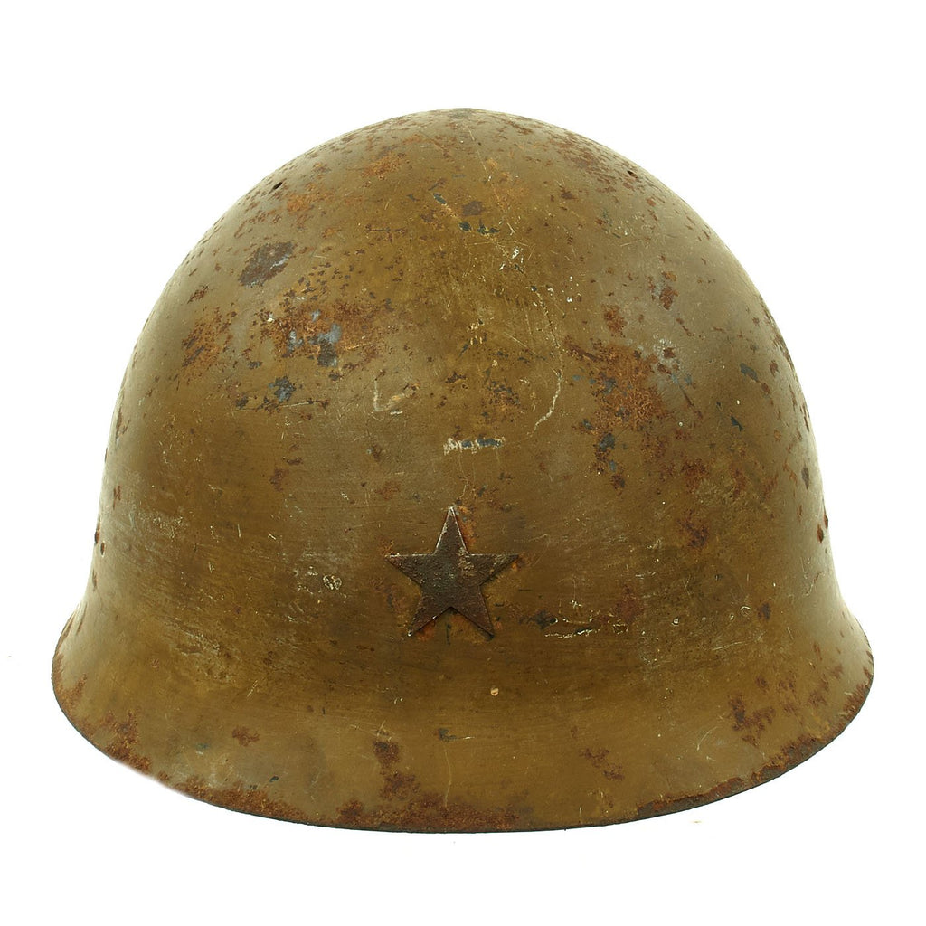 Original Japanese WWII Type 92 Army Combat Helmet with Liner and Chinstrap dated 1940 - Tetsubo Original Items
