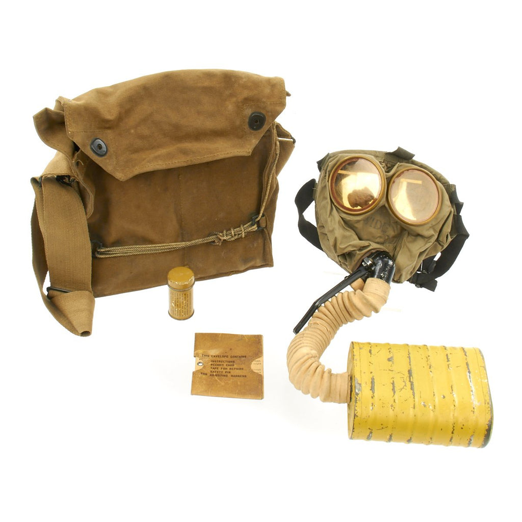 Original U.S. WWI Named M1917 SBR Gas Mask with Carry Bag and Anti-Dimming Stick Original Items