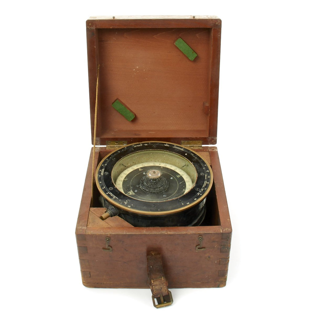 Original Japanese WWII Imperial  Navy Type 90 Magnetic Ship Compass in Transit Chest dated 1941 Original Items