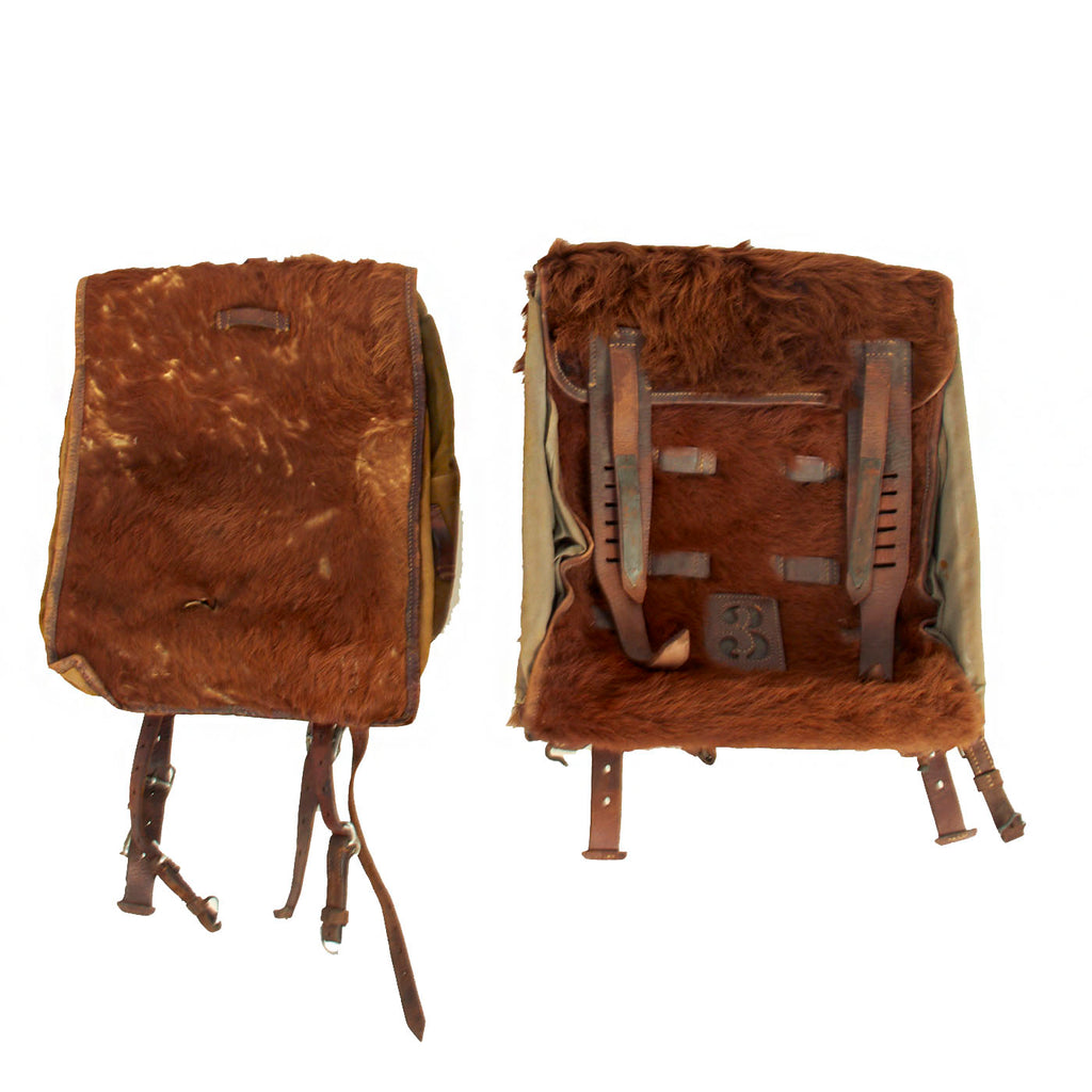 Original German WWII Radio Signalman #3 Fernsprechtornister Cowhide Backpack and Tornister 34 Backpack - Dated 1937 * 1938 - 2 Packs Original Items
