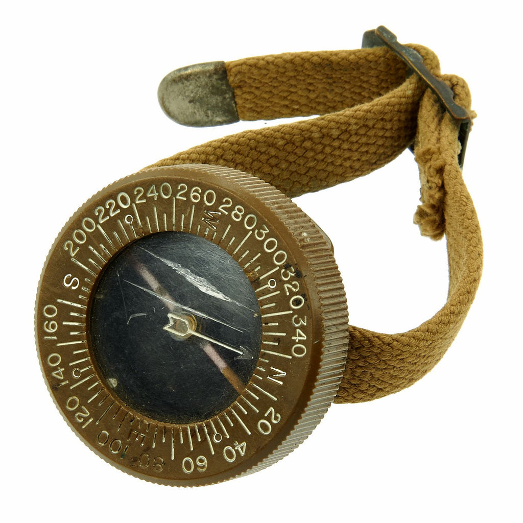 Original U.S. WWII Paratrooper Wrist Compass by Superior Magneto Corporation with Wristband Original Items