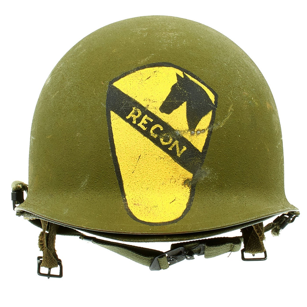 Original U.S. Vietnam War 1st Air Cavalry Division Reconnaissance Unit Marked M1 Helmet Original Items