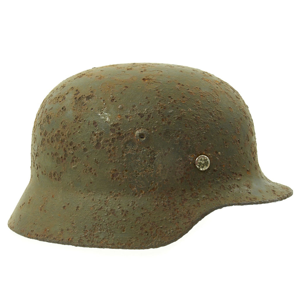 Original German WWII M35 Eastern Front Demyansk Pocket Area Battlefield Pickup Helmet Original Items