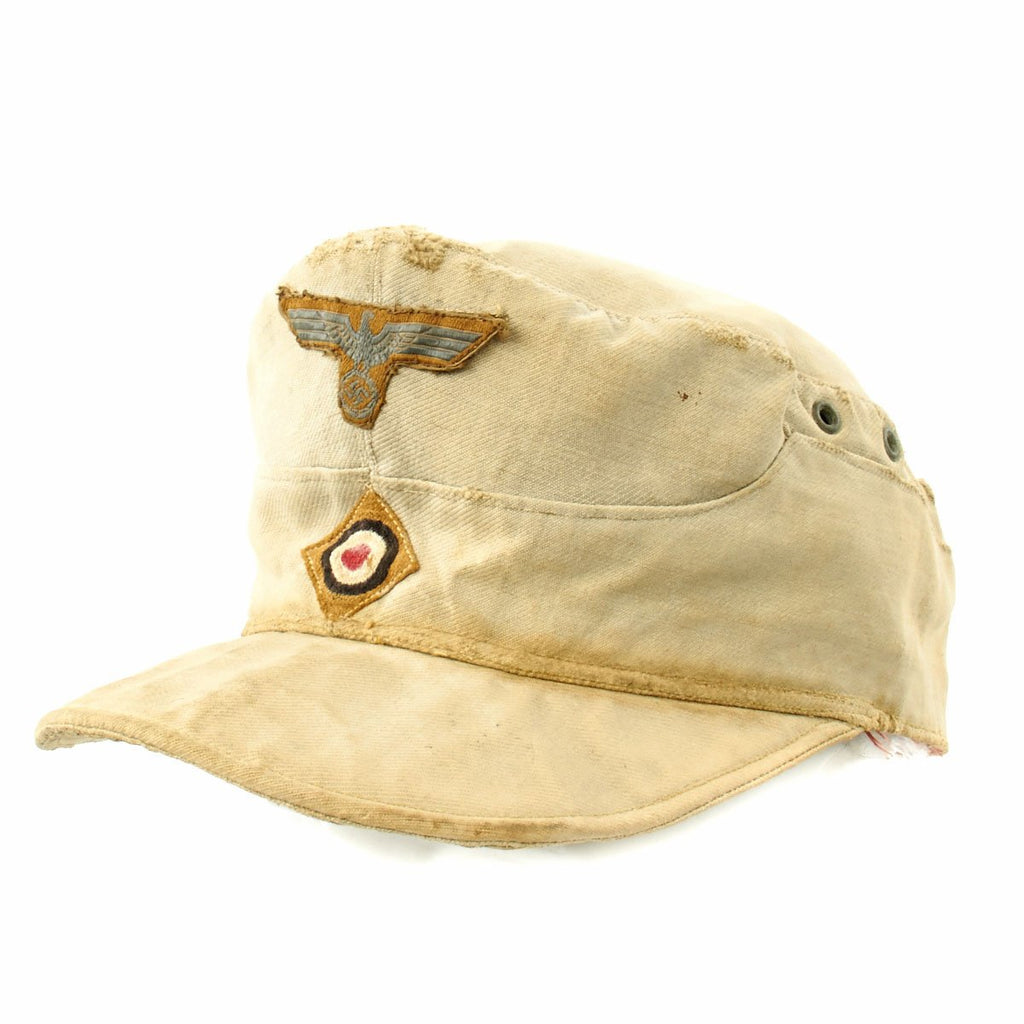 Original German WWII Afrika Korps M41 Field Cap - Worn and Sun Bleached Original Items