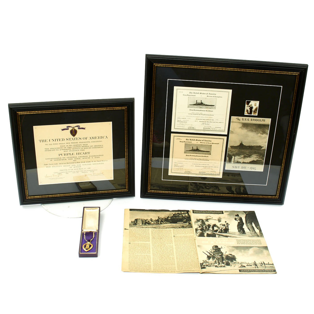 Original U.S. WWII USS Randolf KIA Purple Heart Grouping Original Items