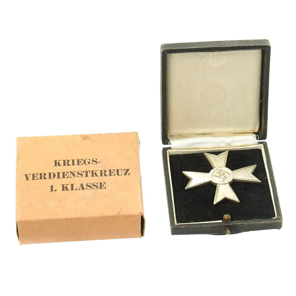 Original German WWII Cased War Merit Cross KvK 1st Class in Silver with Box by Karl Gschiermeister Original Items