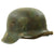 Original German WWII M42 Camouflage Painted Steel Helmet with Size 55 Liner - EF62 Original Items