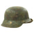Original German WWII M42 Camouflage Painted Steel Helmet with Size 55 Liner - EF62 Original Items
