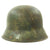 Original German WWII M42 Camouflage Painted Steel Helmet with Size 55 Liner - EF62 Original Items