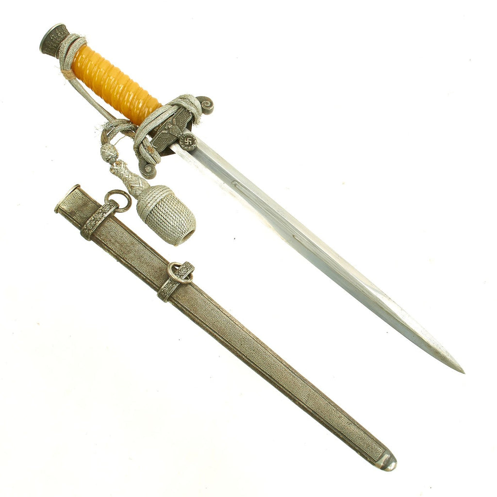 Original WWII German Army Heer Officer Dagger by E. Pack & Söhne with Rare Glass Grip & Portepee Original Items