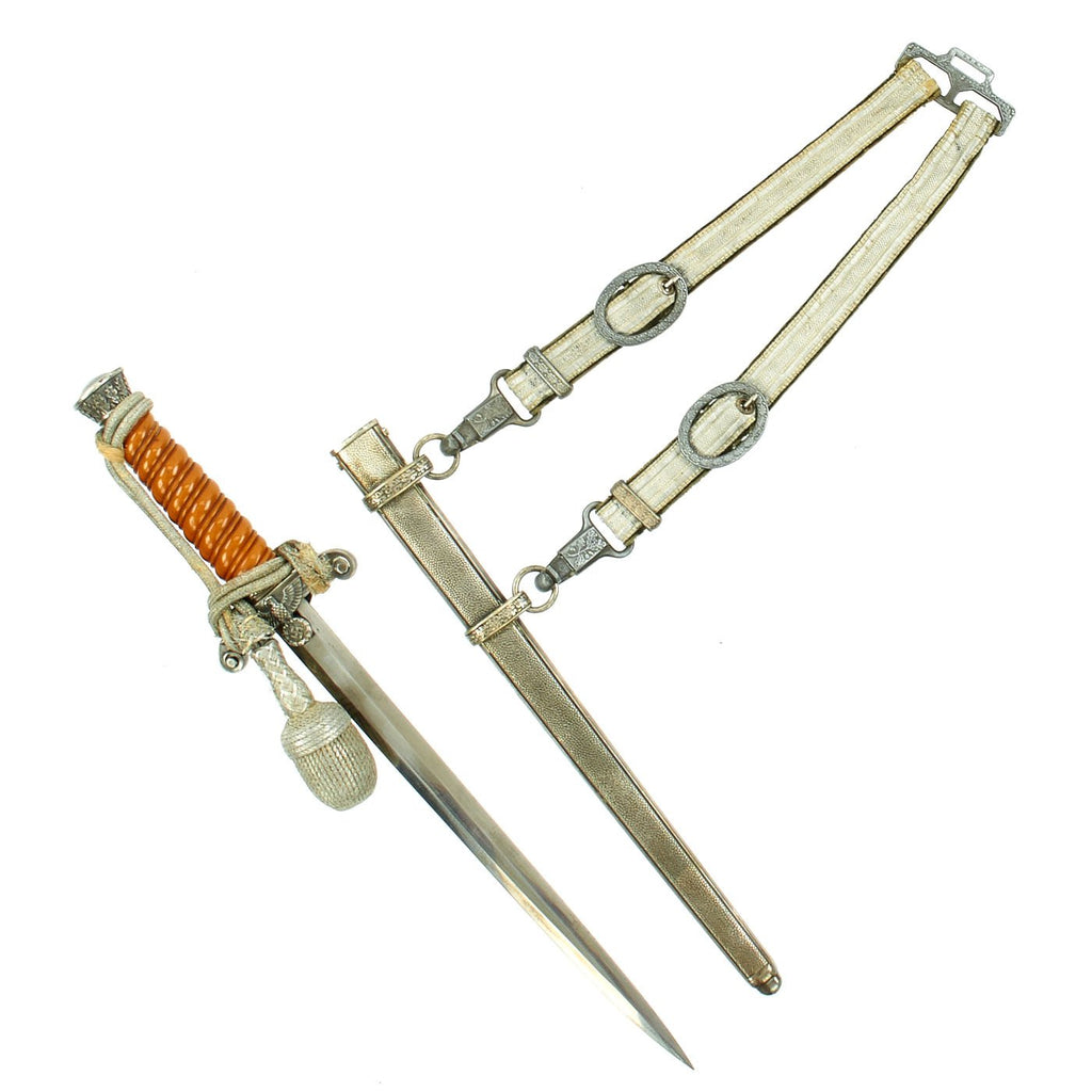 Original WWII German Army Heer Officer Dagger by Carl Eickhorn with Belt Hanger and Portepee Original Items