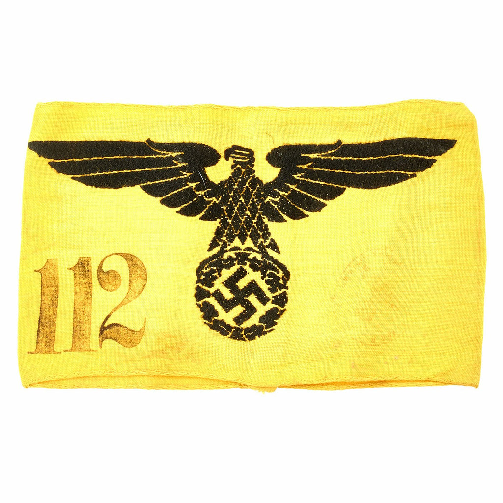 Original German WWII State Service Armband marked for P.O.W. Work Battalion 24 Prisoner 112 Original Items