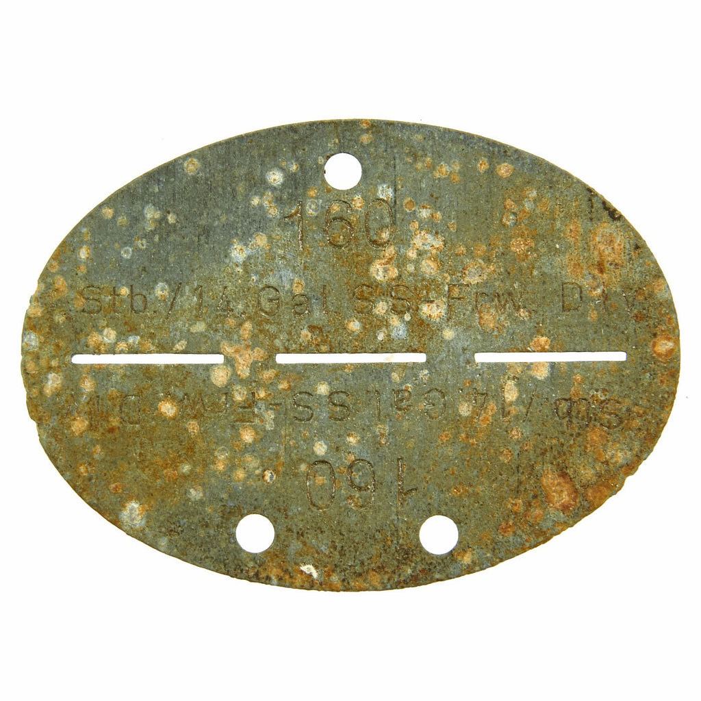 Original German WWII SS Identity Disc Dog Tag - 14th Waffen Grenadier 1st SS Galician Division - No. 160 Original Items