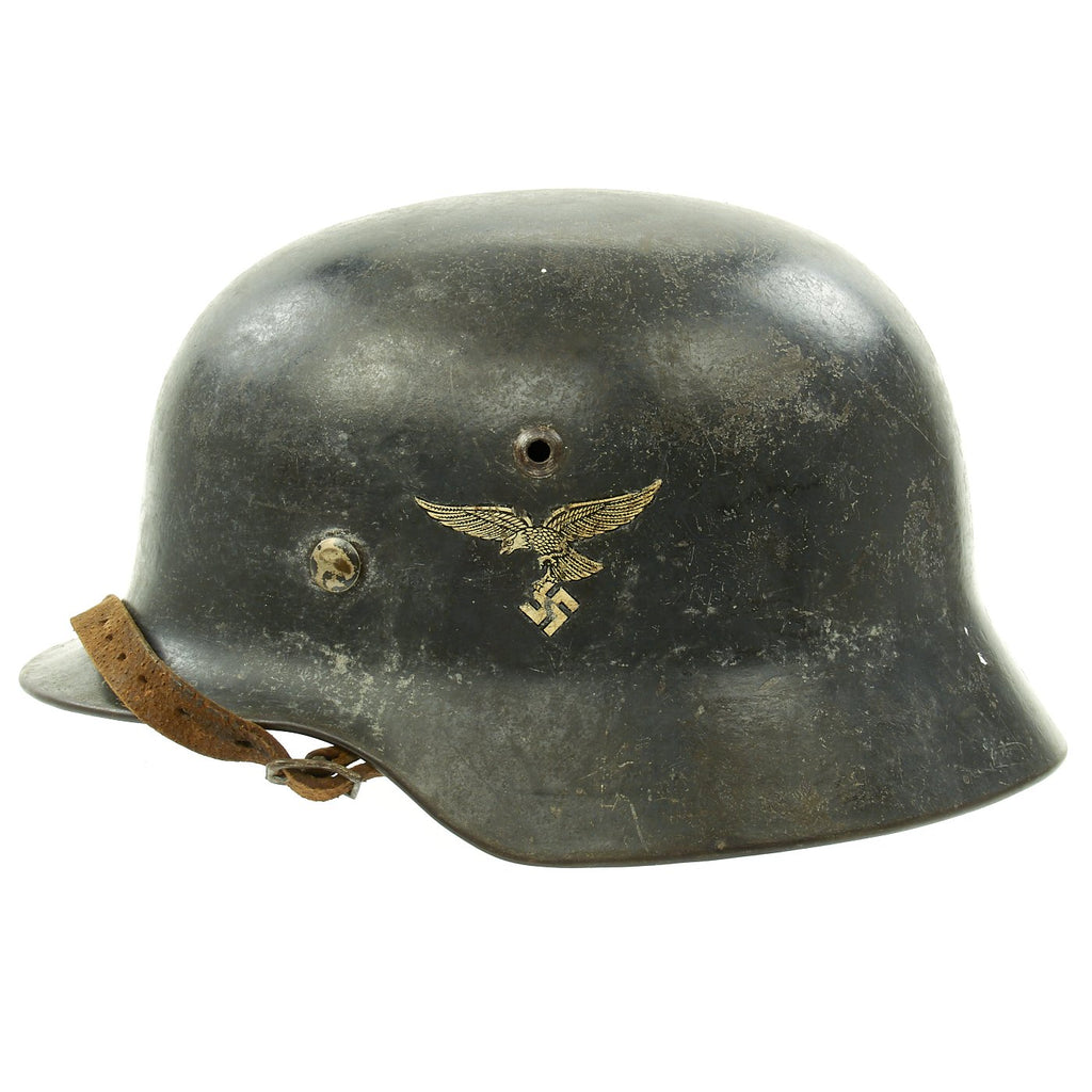 Original German WWII Luftwaffe M35 Single Decal Droop Tail Eagle Helmet - ET66 Original Items