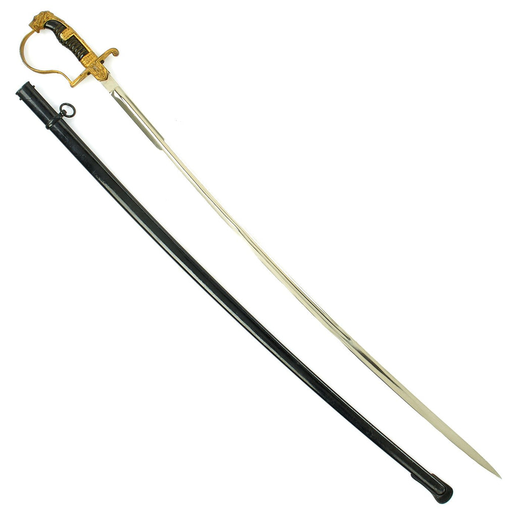 Original German WWII Personalized Officer's Lion Head Sword by ALCOSO of Solingen circa 1936-1940 Original Items