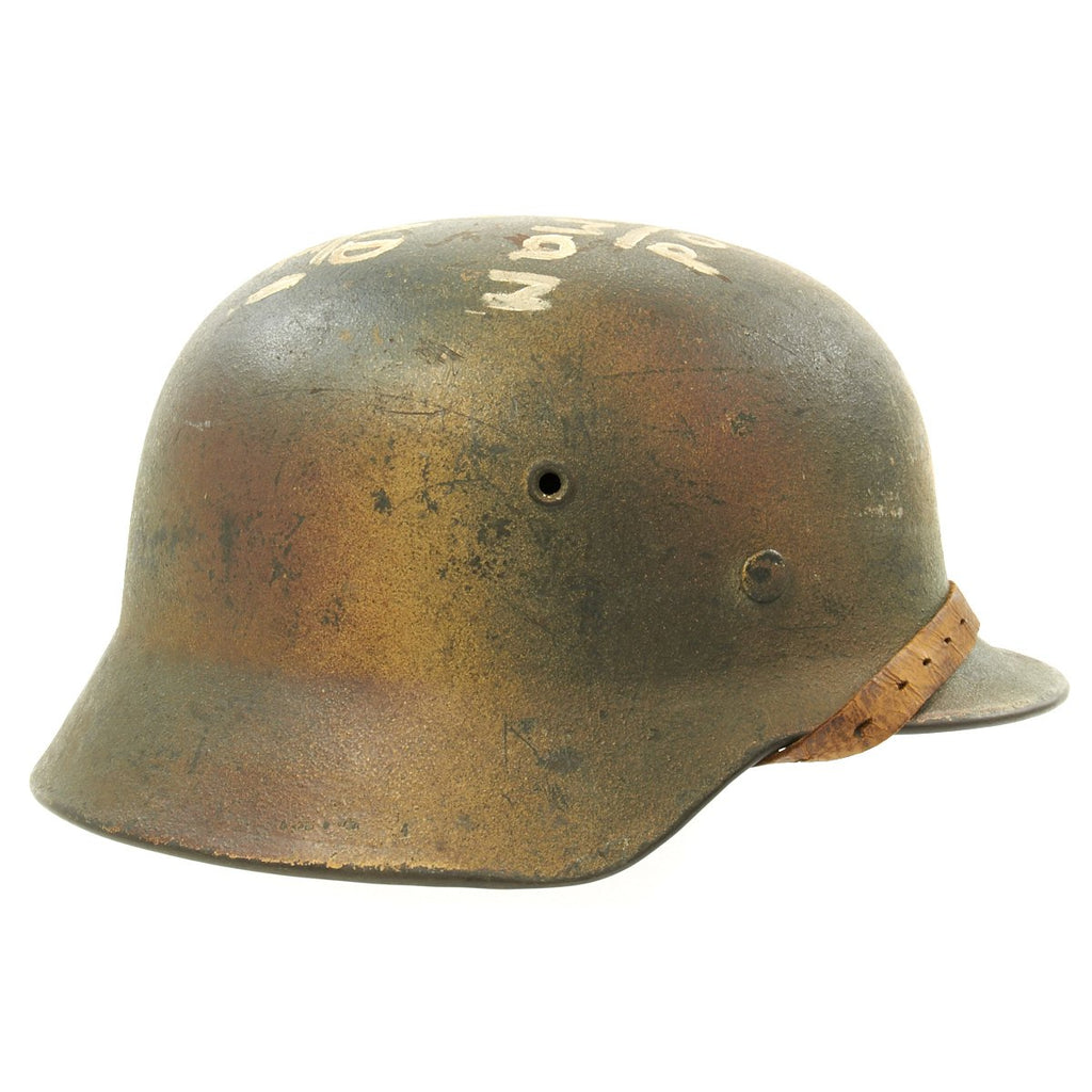 Original German WWII M40 Normandy Camouflage Trench Art Helmet - A Good German is a Dead One! Original Items