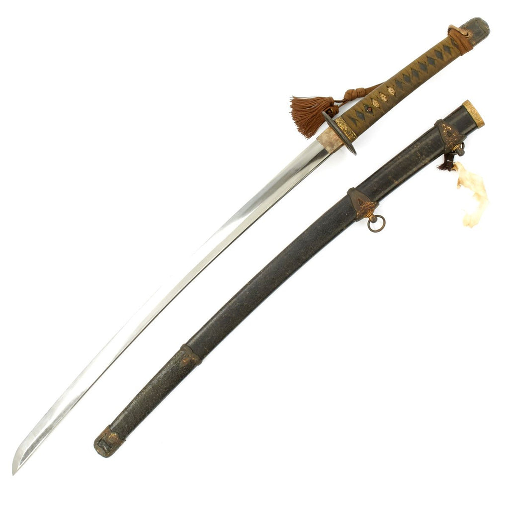 Original WWII Japanese Navy Officer P1937 Kai-Gunto Katana Sword with Tassel and Capture Tag - Matched Original Items