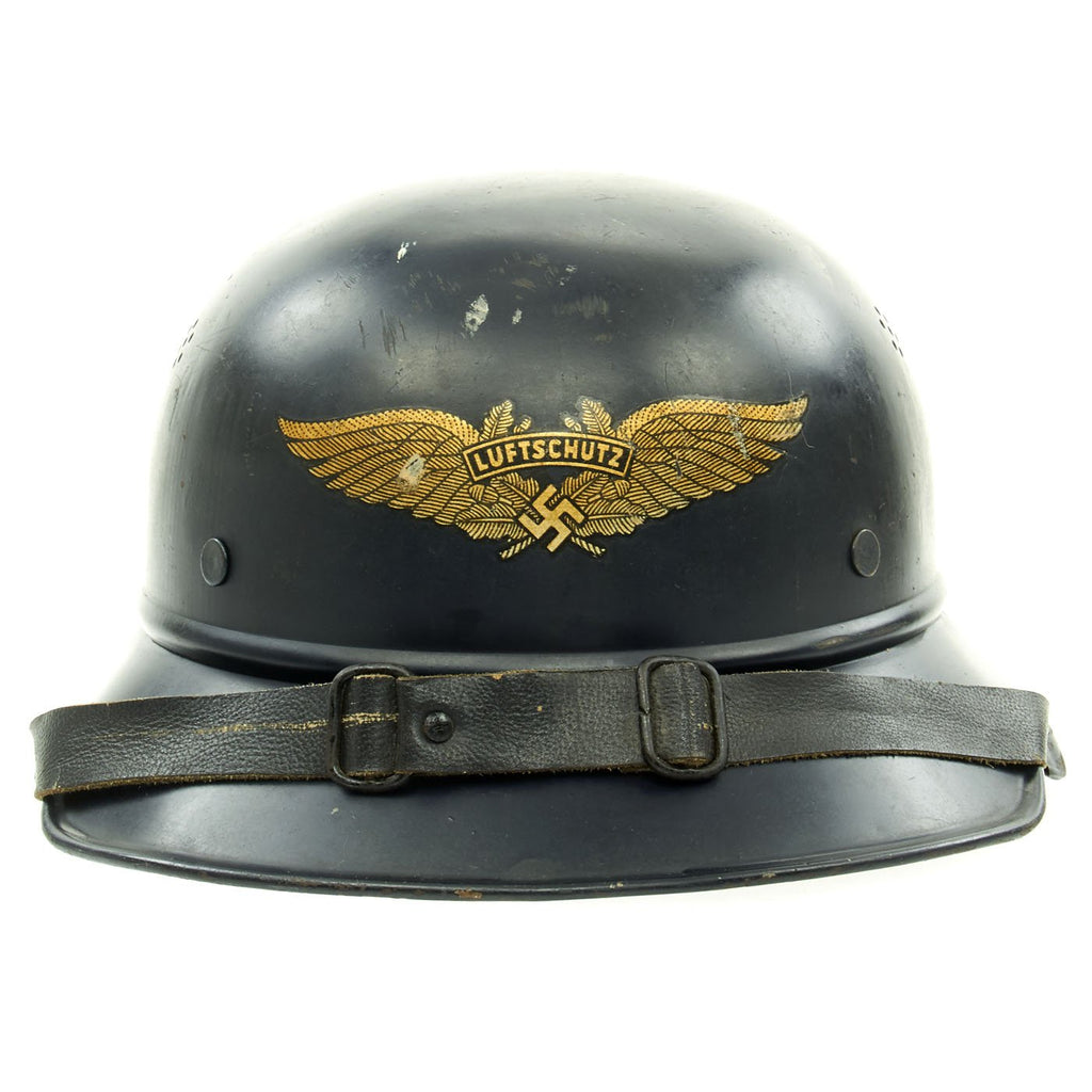 Original German WWII M38 Luftschutz Gladiator Air Defense Helmet - dated 1940 Original Items