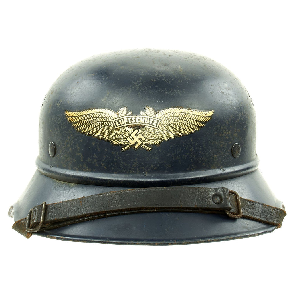 Original German WWII M38 Luftschutz Gladiator Civil Air Defense Helmet - dated 1938 Original Items