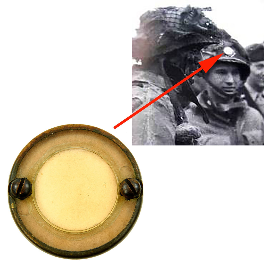 Original U.S. WWII Paratrooper D-Day Invasion Luminous Disc Helmet Marker Original Items