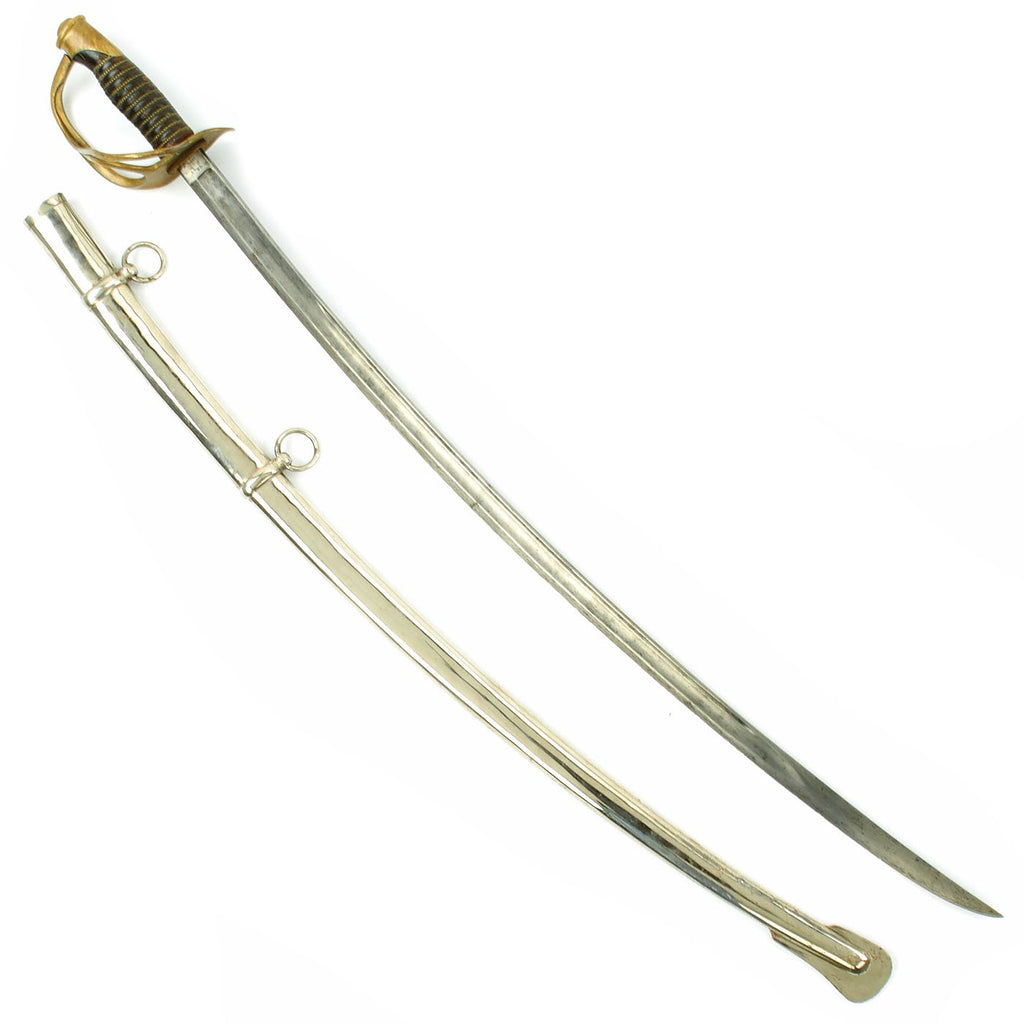 Original U.S. Civil War Model 1860 Light Cavalry Saber with Plated Scabbard by Emerson & Silver - Dated 1864 Original Items
