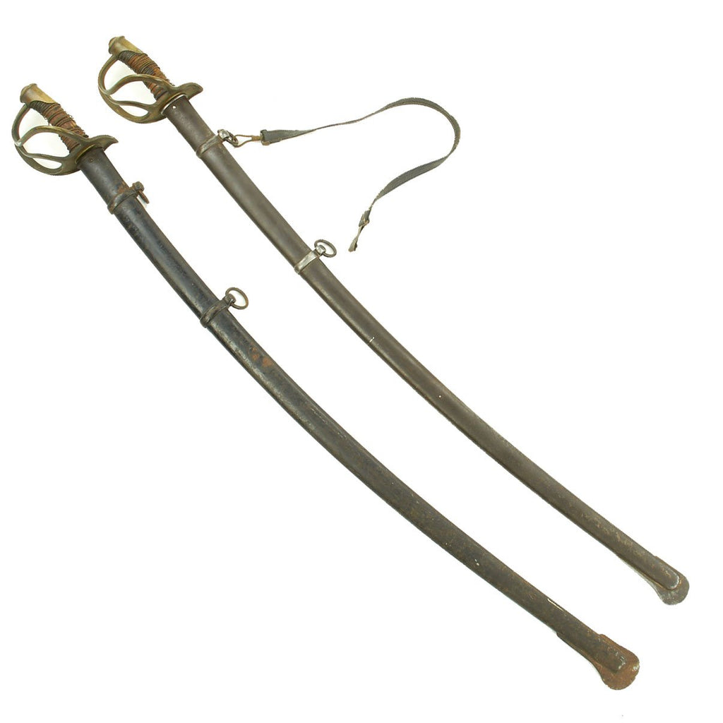 Original Set of Two U.S Civil War M-1840 "Wrist Breaker" Heavy Cavalry Sabers with Scabbards in Relic Condition Original Items