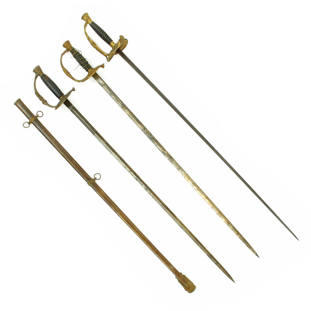 Original Set of Three U.S. Civil War Era Army Officer's M1860 Dress Parade Swords in Relic Condition Original Items
